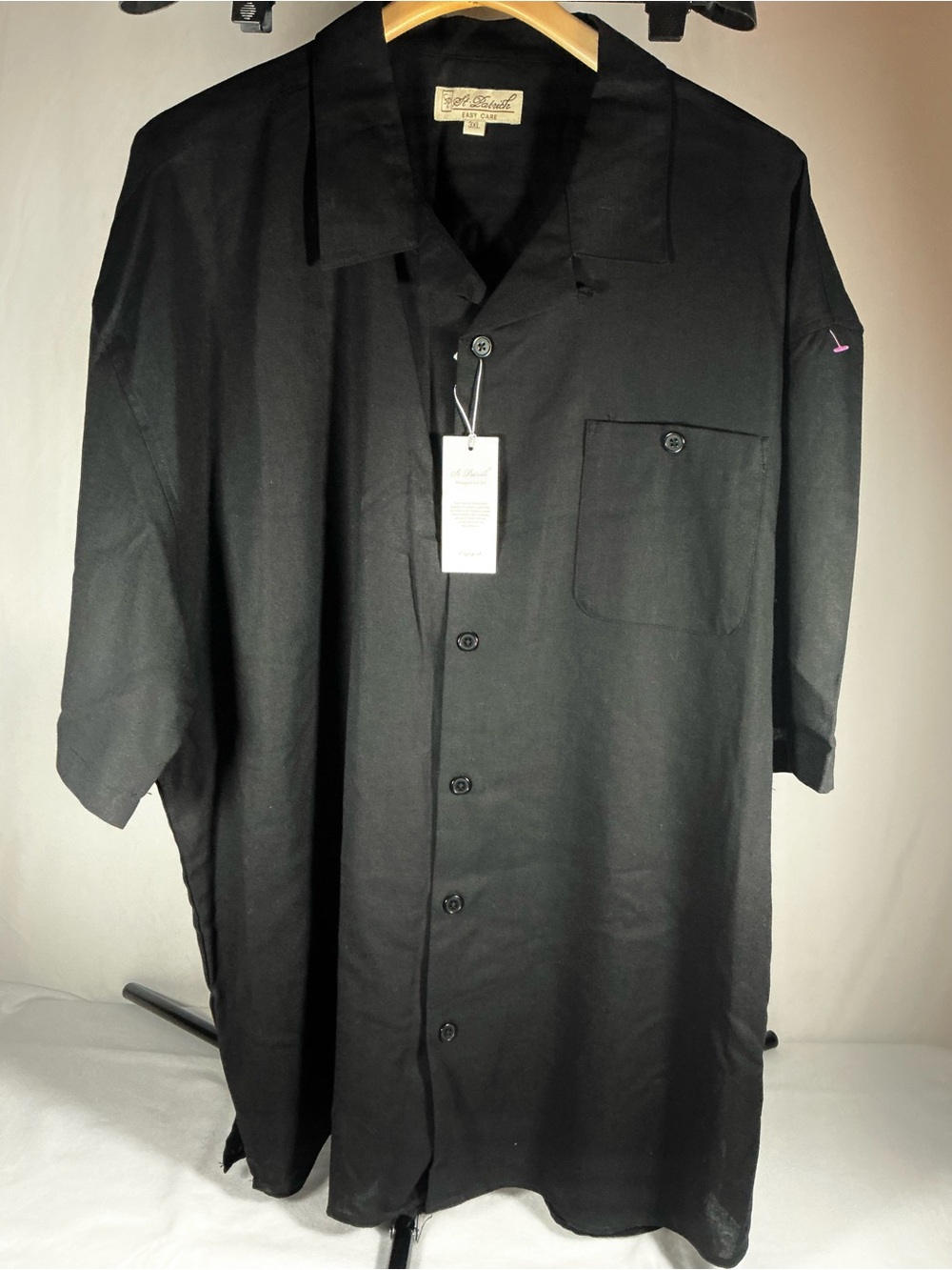 St. Patrick Black Short-Sleeve Button Front Shirt Jacket 3XL